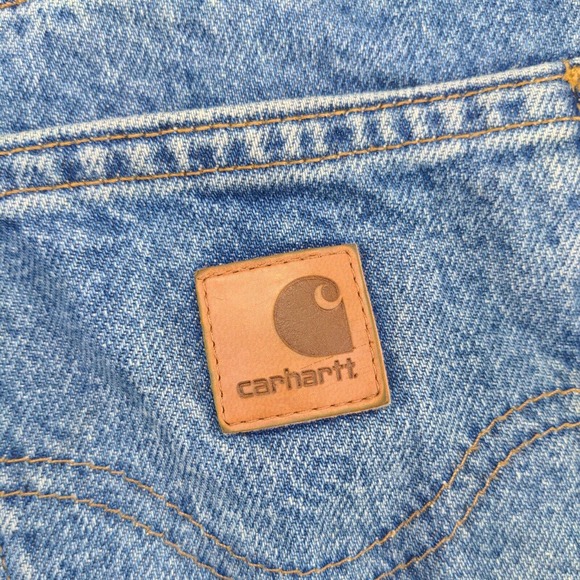 Carhartt Men's Jeans Solid Blue 36x30 Stone Wash Denim 5-Pocket - Picture 8 of 12